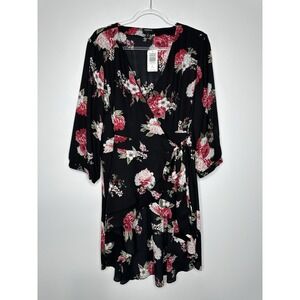 Torrid Floral Wrap‎ Top Size 1X Black Whimsigoth Hi Lo